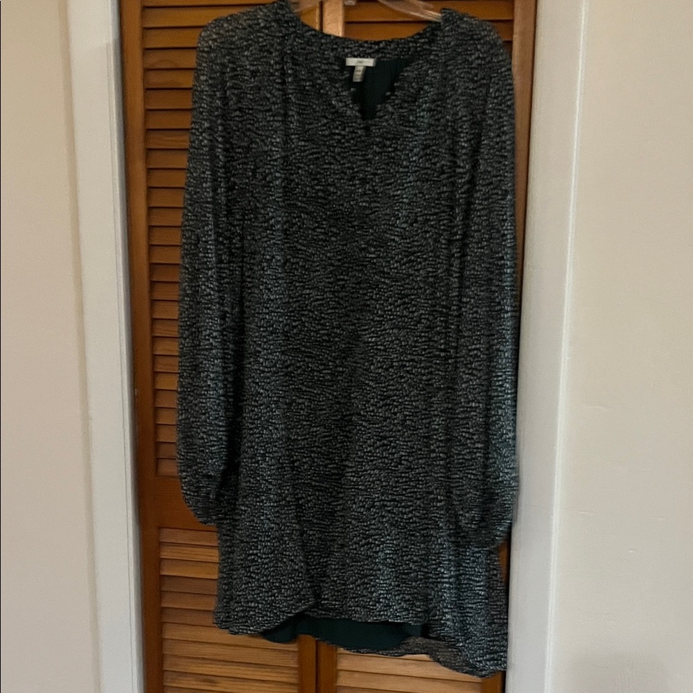 Joie Black Speckled Long Sleeve V-Neck Tunic Dress